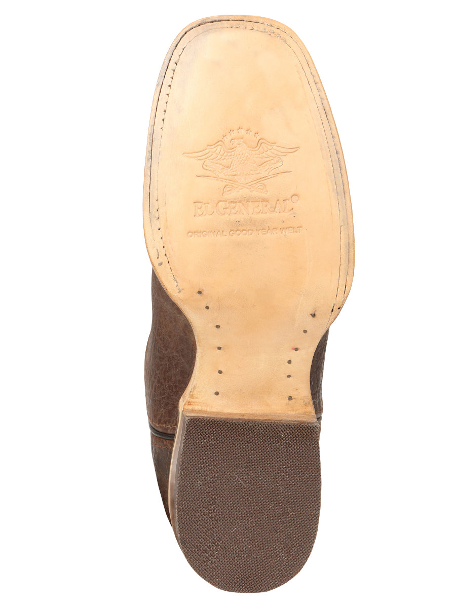 El General Men's Square Toe Cowboy Boot  - Brown Elephant Print 45767