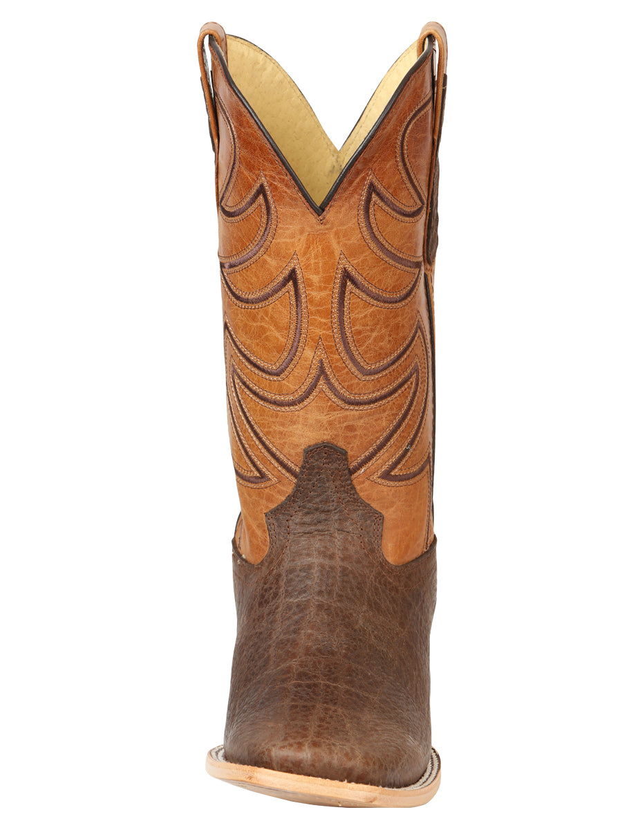 El General Men's Square Toe Cowboy Boot  - Brown Elephant Print 45767