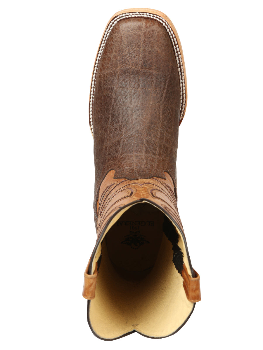 El General Men's Square Toe Cowboy Boot  - Brown Elephant Print 45767