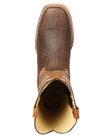 El General Men's Square Toe Cowboy Boot  - Brown Elephant Print 45767