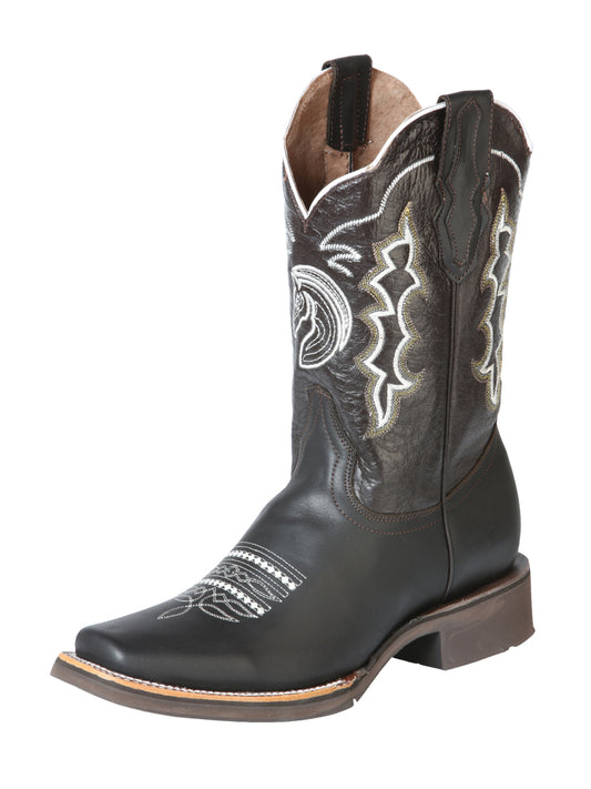El General Men's Narrow Square Toe Classic Cowboy Rodeo Boot - Dark Brown - 51118
