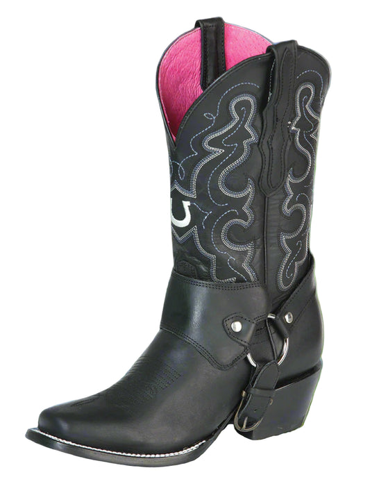 El General Women's Narrow Square Toe Cowboy Rodeo Western Boot - Black - 51135