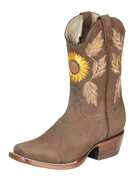 El General Women's Square Toe Cowboy Rodeo Boot  - Nobuck Camel 51164