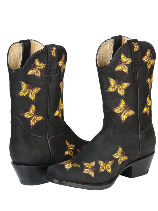 El General Women's Square Toe Cowboy Rodeo Boot  - Nubuck Black 51220