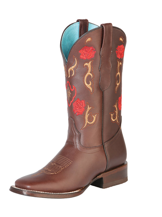 El General Square Toe Cowboy Boot Rodeo- Crazy Brown Floral 125370