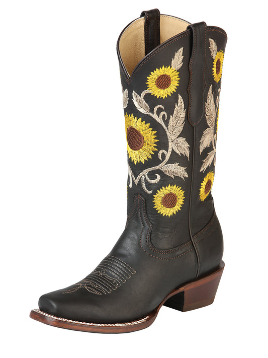 Centenario x El General Women’s Narrow Square Toe Rodeo Cowboy Boots - 100% Leather - Choco 125773
