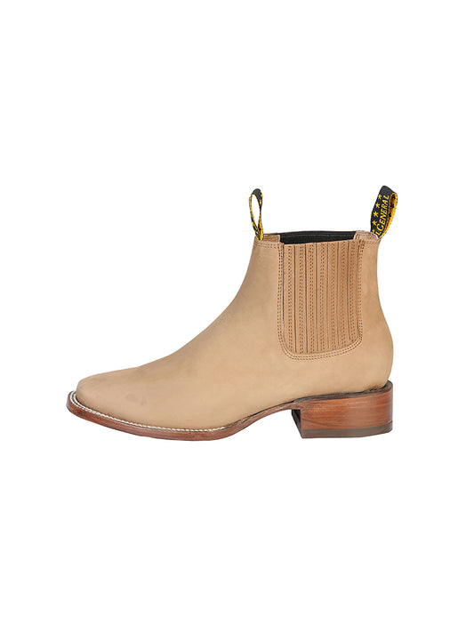 El General Square Toe Ankle Chelsea Boot - Botin Charro Cuadrado Sin Ringle - Nobuck Sand 126194