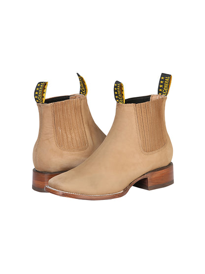 El General Square Toe Ankle Chelsea Boot - Botin Charro Cuadrado Sin Ringle - Nobuck Sand 126194
