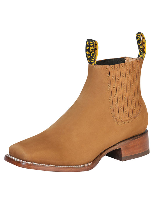 El General Square Toe Ankle Chelsea Boot - Nobuck Old Gold 126199